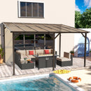 Oakcloud 10' x 14' Outdoor Wall Mounted Gazebo, Patio Lean to Gazebo Pergola with Sloped Roof, Large Heavy Duty Awning for Patio, Backyard, Deck