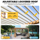 UPHYB Louvered Pergola 12x12ft, Adjustable Aluminum Pergola with Waterproof Curtains and Nets, Sun & Rain Shade for Patio, Modern DIY Outdoor Living Upgrade, Woodgrain