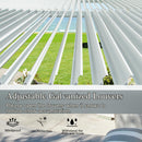 Domi Outdoor Louvered Pergola 10x16FT with Adjustable Steel Roof, Outdoor Aluminum Structure Rainproof Pergola for Backyard, Garden and Lawn,White