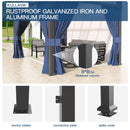 Kullavik 10' × 12' Hardtop Gazebo for Patio,Wall-Mounted Lean to Gazebo Pergola with Sloping Roof and Durable Aluminum Frame,Large Heavy Duty Awnings for Decks,Backyard,NavyBlue