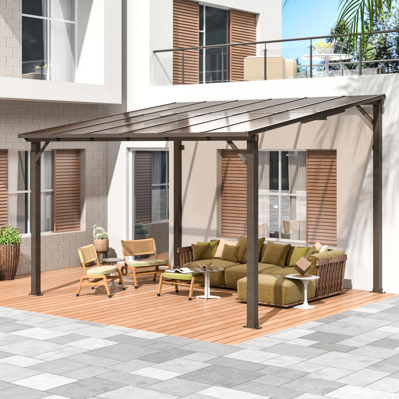 VIWAT 10' x 12' Gazebo, Outdoor Gazebos on Clearance with Aluminum Frame, Wall Mounted Gazebo & Pergola, Lean to Gazebo Awnings for Patio, Decks, Porch and Backyard