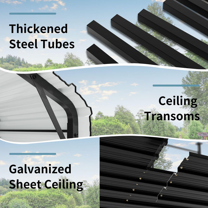 Shintenchi 12x20 FT Metal Carport, Enhanced Base Oversized Garage Carports,Outdoor Galvanized Shelter,Heavy Duty Carport Canopy with Steel Roof and Frame, for Car, Boats and Tractors