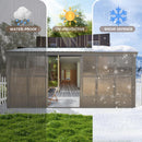 Domi 12x16FT Wall-Mounted Sunroom Gazebo, Aluminum Solarium with Galvanized Steel Sloping Roof, Detachable PC Screens, Front & 2 Side Sliding Doors, Outdoor Sun Room Lean to Gazebo for Patio Deck Lawn