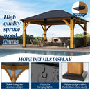 COVERONICS 13FT x 15FT Outdoor Spruce Wood Gazebo - Patio Wooden Frame Gazebo with Galvanized Steel Roof, Heavy-Duty Hardtop Gazebos for Garden, Poolside, Deck, Backyard