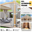 UPHYB Louvered Pergola 12x12ft, Adjustable Aluminum Pergola with Waterproof Curtains and Nets, Sun & Rain Shade for Patio, Modern DIY Outdoor Living Upgrade, Woodgrain
