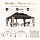 MIXPATIO 14' x 20' Hardtop Gazebo, Galvanized Steel Metal Double Roof Gazebo, Permanent Outdoor Metal Pavilion with Curtain and Netting for Deck, Backyard, Patio, Lawns