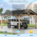 LVUYOYO 13' x 15' Wood Gazebo, Outdoor Hardtop Gazebo, Galvanized Steel Gable Roof Pergola, Outdoor Pavilion for Patio, Backyard, Garden, Deck