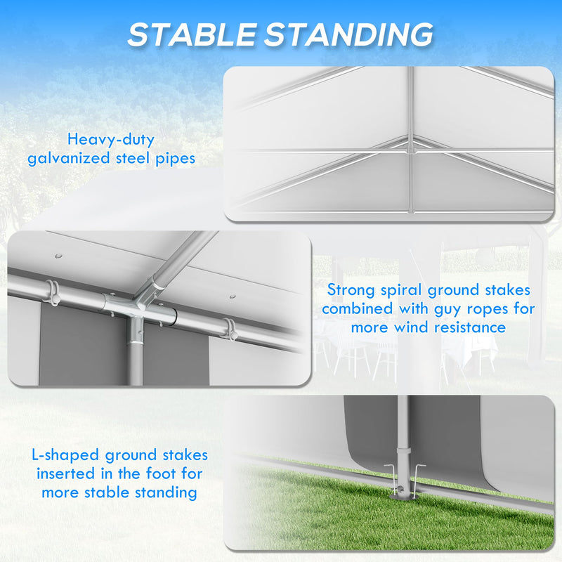 Outsunny 20 x 20 ft Heavy Duty Party Tent Outdoor Gazebo Wedding Tent Event Shelter Carport BBQ with Removable Sidewalls & Windows, Outside Waterproof Canopy for Parties, White and Gray