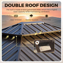 YOLENY 12' x 14' Gazebo Hardtop with Aluminum Frame,Galvanized Steel Double Roof Gazebos with Curtain and Netting,Outdoor Metal Pergolas for Garden, Lawn, Deck, Brown