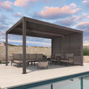 PURPLE LEAF Outdoor 12' × 14' Louvered Pergola with 12FT Detachable Louver Wall Patio Adjustable Aluminum Canopy Retractable Metal Roof for Deck Outside Backyard Hardtop Gazebo Sun Shade