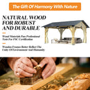 COVERONICS 13’x15’ Outdoor Wood Gazebo - Hardtop Patio Gazebo with Galvanized Steel Roof, Cedar Wooden Gazebo with Privacy Curtains and Netting for Garden, Porch, Patio and Deck