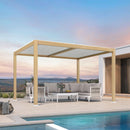 PURPLE LEAF 10' x 12' Louvered Pergola Outdoor Wood Grain Aluminum Pergola with Adjustable Roof Retractable Patio Rainproof Hardtop Gazebo for Deck Backyard Garden