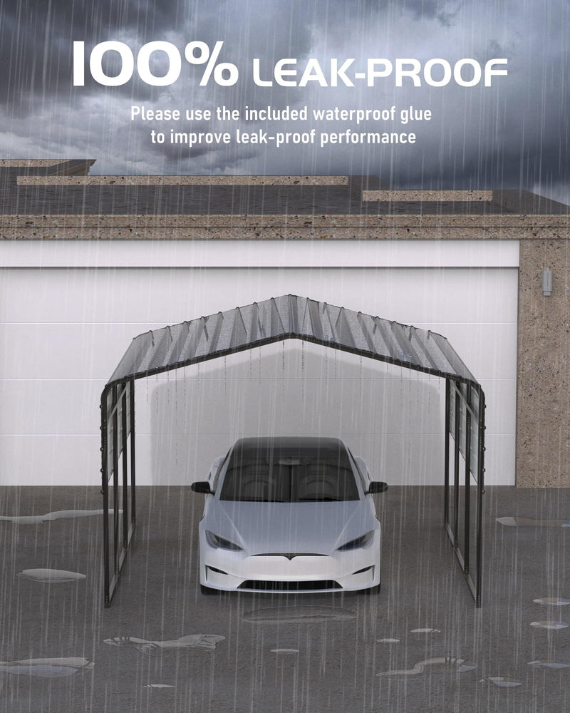 13' x 16' x 10' Metal Carport Heavy Duty, 27 Ga. Steel Roof and 18 Ga. Reinforced Frame, Permanent Shed for Agricultural Machinery, Carport for Cars, Boats, Trucks, and Tractors, N.W. 460 lbs