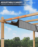 Agrestem 10x13 Ft Retractable Outdoor Pergola with Canopy, Upgraded Wood-Grain Aluminum Pergola, Modern Pavilion for Backyard, Patio, Porch, Grape Trellis, Gray
