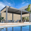 MELLCOM 10x20FT Louvered Pergola with 6 Pull-Down Screens, Aluminum Pergola with Adjustable Rainproof, Dark Gray