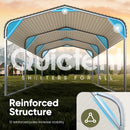 Quictent 10x15 ft Metal Roof Carport Kits Hard Top Garage Heavy Duty Steel Car Canopy, White