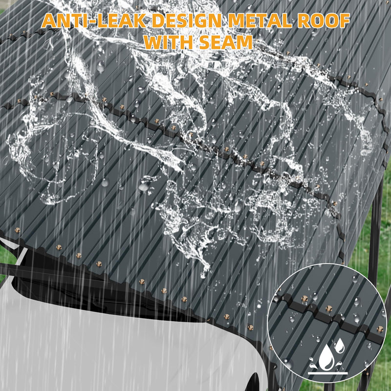 Reljofum 10 x 15 FT Metal Carport with Galvanized Steel Roof, Heavy Duty Metal Roof Carport with Enhanced Base, Tall Kits Garage for Tractors, Trucks, Boats, Cars