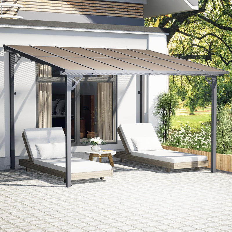 EBE 12' x 10' Wall Mounted Gazebo on Clearance, Lean to Gazebo Pergola with Sloped Roof, for Patio, Porch, Deck