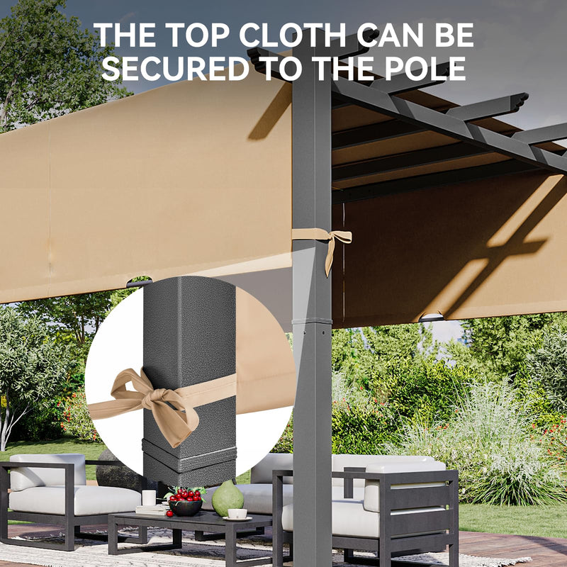 Aoxun 10'x10' Outdoor Pergola, Heavy-Duty Aluminum Pergola Patio, Modern Pergola with Retractable Sun Shade Canopy for Garden, Deck and Backyard