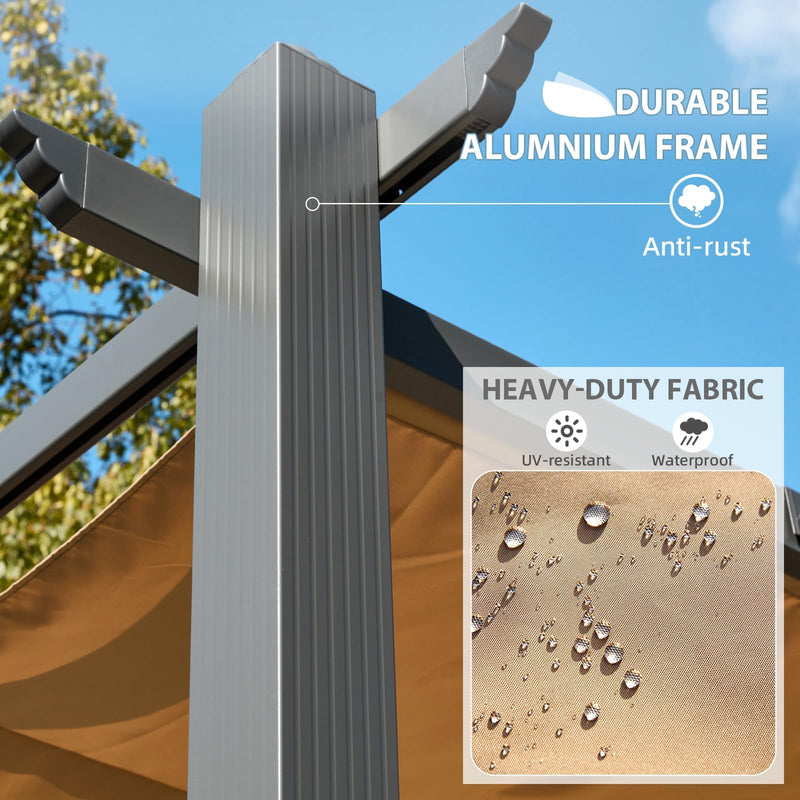 EROMMY Outdoor Retractable Pergola 12' x 20', Outdoor Aluminum Freestanding Shelter with Adjustable Sun Shade Canpoy for Patios, Beige