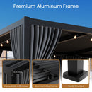 SUNBURY 10'X 20' Louvered Pergola, Aluminum Outdoor Pergola with 4 Adjustable Roof, All-Weather Use, Netting & Privacy Curtains, Waterproof Patio Shade Cover for Patio, Backyard, Lawn, Garden, Black