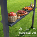 UPHYB 8x5 Louvered Pergola, Aluminum BBQ Pergola, Hardtop Gazebo for Outdoor Grill, Adjustable Rainproof Roof, Pergolas for Patio, Black