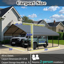 FILLOSLOV Heavy Duty 20x20ft Galvanized Steel Carport Shelter - Extra Large Canopy for Dual Vehicle, RV & Boat Storage｜All Weather Protection｜Simple Assembly