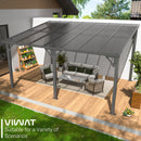 VIWAT 10x14 FT Gazebo, Splicable Pergola with Aluminum Frame, Gazebos on Clearance, Wall Mounted Gazebo & Pergola, Awnings for Patio, for Backyard, Deck, Gray