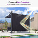 PURPLE LEAF 10' x 10' Pergola with Curtains Outdoor Retractable Pergola Patio Metal Shelter for Garden Porch Pavilion Dark Gray Frame Gazebo Modern Yard Grill Pergolas with Shade Canopy Navy Blue