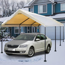 Caravan Canopy Mega Domain Carport with Waterproof Polyethylene Top, Durable Steel Frame, Compression Lock, and Easy Assembly, 10 by 20 Feet, Tan
