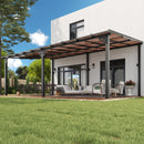 Aoxun 12' x 20' Gazebo for Patio, Gazebo Pergola with Sloped Roof, Large Wall-Mounted Heavy Duty Awnings, for Backyard, Deck, Patio, Garden Black