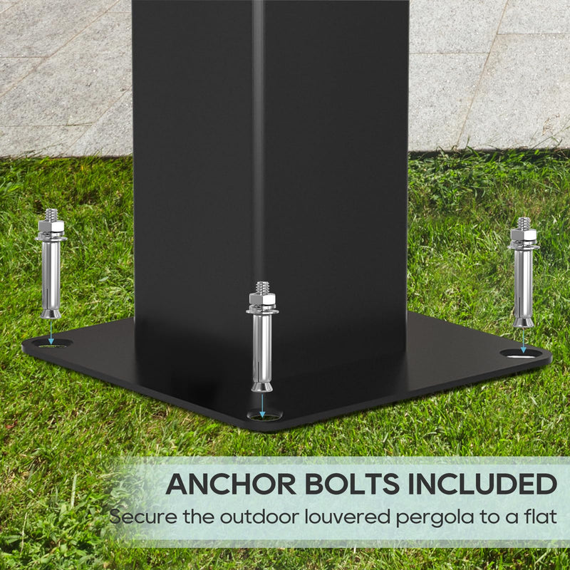 LVUYOYO Louvered Pergola 10' x 10', Outdoor Pergola with Adjustable Roof, Patio Aluminum Frame Metal Gazebo with Curtains and Netting for Patio, Backyard, Garden, Deck (Black)