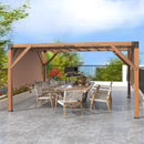 12'X 14' Cedar Wood Pergola, Wood Patio Pergola with Retractable Shade Canopy, Rot Resistant, Durable, for Backyard, Garden, Deck, Outdoor Entertaining