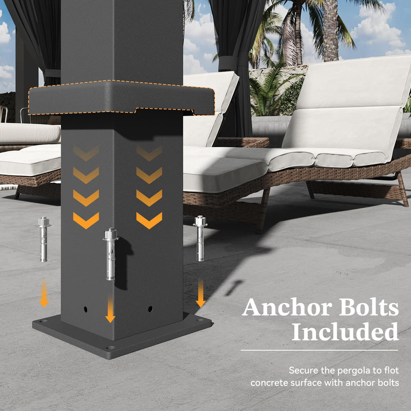 Jolydale Louvered Pergola 12ft x 20ft Outdoor Aluminum Pergola with Adjustable Top for Decks, Gardens and Backyards, Gray