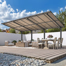 AECOJOY 20' x 10' Outdoo Gazebo for Patio, Large 10x20 Pergola Carport, Freestanding Lean to Hard Top Gazebo Shelter Pergolas and Gazebos Clearance with Roof, Wall-Mounted Heavy Duty Awnings for Patio