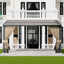 ASJMR 10x14FT Gazebo, Hardtop Wall Mounted Gazebo with Sloping Sun Panel Roof, Awnings for Patio with Metal Frame, Double Curtains for Garden, Lawn, Backyard Deck, Sand