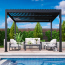 Kiss the Water 10'x12' Adjustable Louvered Pergola, Heavy-Duty Metal Outdoor Pergola, Metal Hardtop Gazebo with Adjustable Roof for Patio, Deck, Garden, Yard, Dark Gray