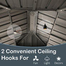 Domi 10x14FT Hardtop Gazebo, Permanent Outdoor Gazebo with Galvanized Steel Double Roof and Aluminum Frame, Curtain and Netting, Pavilion Gazebo for Patio Deck Garden, Grey