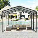 EBE 10 x 15 FT Metal Carport, Heavy Duty Carports with Galvanized Steel Roof, Outdoor Carport Canopy Garage Shelter Shade for Car, SUV, Truck, Boats and Tractors