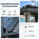 SHPAI 14’ x 24’ Outdoor Hardtop Gazebo with Gutters, Permanent Metal Hard Top Gazebo, Double Roof Galvanized Heavy Duty with Curtains and Netting for Backyard, Patio, Deck, Hot Tub, Grey