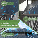 12' x 16' Hardtop Gazebo,Outdoor Galvanized Steel Metal Double Roof Gazebo with Curtains and Netting for Patios, Gardens, Lawns,Grey