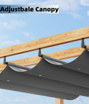 GarveeLife 10 x 13 Ft Wood-Grain Aluminum Pergola Outdoor Pergola with Retractable Canopy Sun Shade Shelter for Garden, Patio, Backyard, Deck - Gray