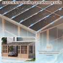 EROMMY 10' x 16' Sunroom, Wall Mounted Gazebo Solarium with Drainage Trough, Polycarbonate Roof, Lean to pergola for Garden, Permanent Sun Room with Lockable Sliding Doors, Brown