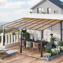 Arlopu 10'x 14' Gazebo Pergola, Outdoor Aluminum Lean to Hard Top with Sloped Roof, Large Wall-Mounted Heavy Duty Awnings for Patio, Garden, Decks, Backyard and More