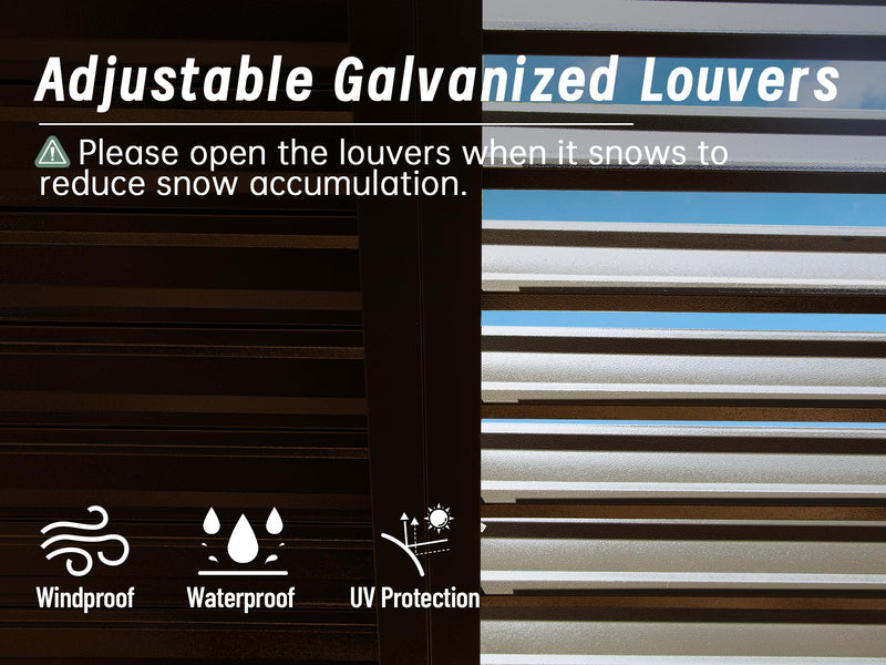 Domi Louvered Pergola 10X16FT, Aluminum Pergola with Adjustable Roof, Aluminum Frame, Efficient Drainage System, Outdoor Pergola for Patio, Deck, Garden, Brown