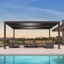 PURPLE LEAF Louvered Pergola 10' × 16' Outdoor Hardtop Gazebo Sun Shade with Adjustable Canopy Patio Aluminum Retractable Roof for Outside Deck Backyard Pavilion