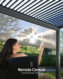 Yoolax Motorized Customized Shade 10Ft for Louvered Pergola, Sun Screen with Remote Control