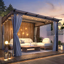 GARTOO 10’ x 10’ Gazebo for Patio - Aluminum Lean to Gazebos Pergola with Sloping Roof, Outdoor Wall-Mounted Canopy Awnings to House for Patio, Garden, Lawn, Backyard Deck