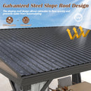 10' x 12' Hardtop Wall Mounted Gazebo, Lean to Gazebo with Galvanized Steel Roof Aluminum Frame Wall Gazebos Pergola with Netting&Curtains for Outdoor, Backyard, Patio