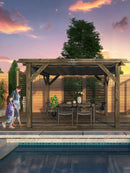 KYBOLT 10 X 12 Ft Wood Pergola with Retractable Sunshade Canopy, Solid Structure, Outdoor Pergola for Deck, Garden, Backyard - Charcoal Gray